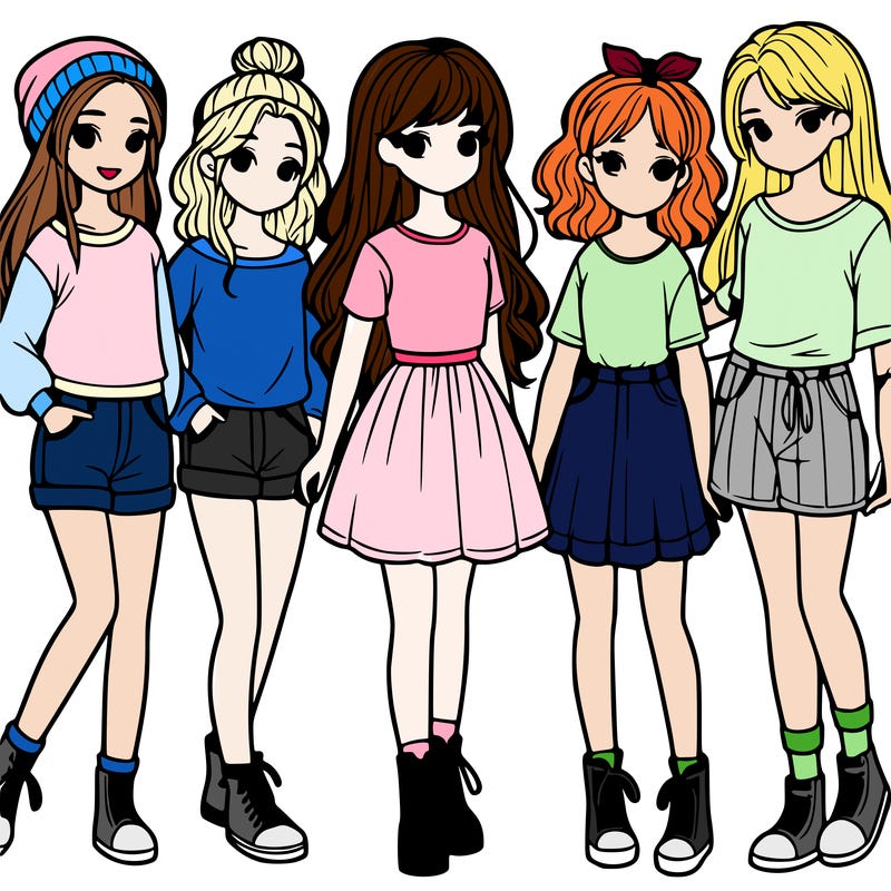 a group of five girls