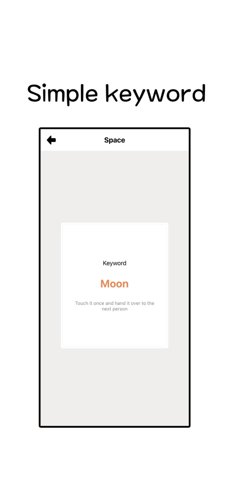 Captura de pantalla de la aplicación móvil que muestra la palabra clave secreta Luna en el juego de deducción social Impostor