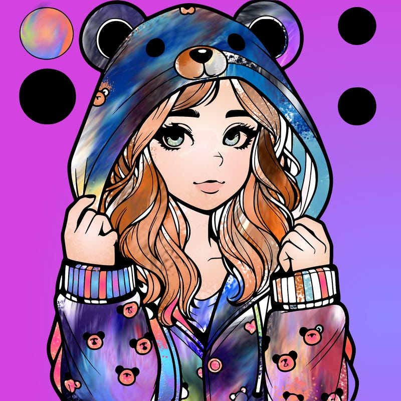realistic girl in a animal pjs hoodie