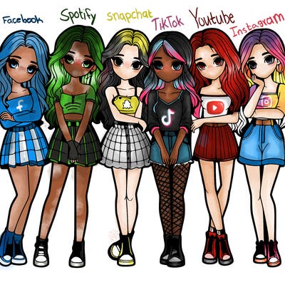 a group of girls realistic