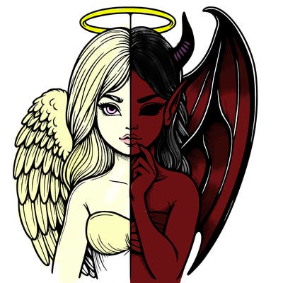 realistic angel half demon