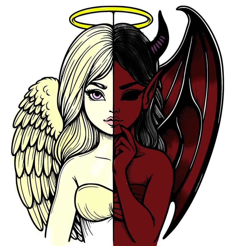 realistic angel half demon