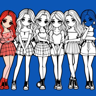 a group of girls realistic