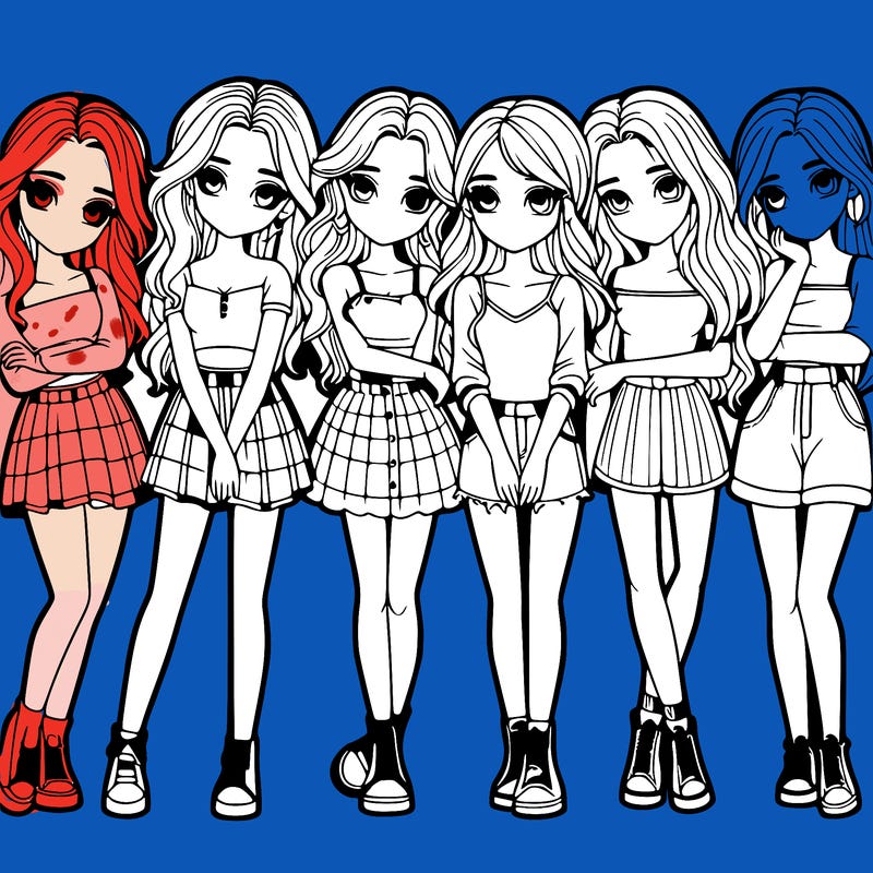 a group of girls realistic