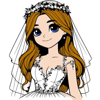 realistic girl in a wedding dress
