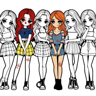 a group of girls realistic