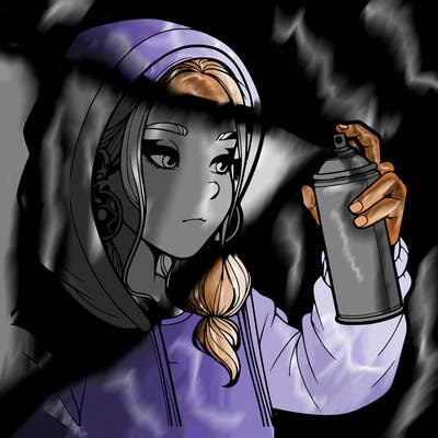 a realistic girl, spray painting