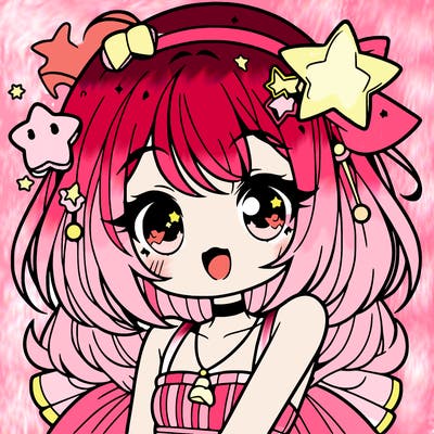 cute anime girl with star accessories
