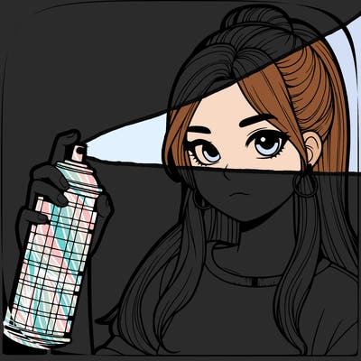 a realistic girl spray, painting