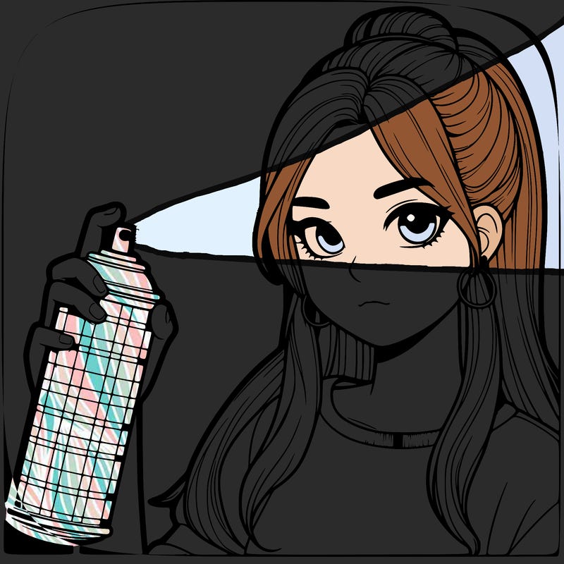 a realistic girl spray, painting