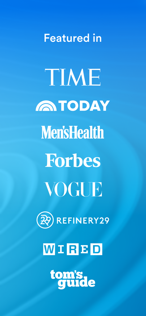 Logos großer Publikationen wie TIME, Forbes und Wired, die die TRIPP-App vorgestellt haben.