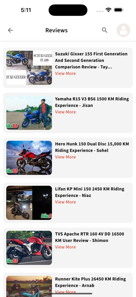 BikeBD.com - Une liste d'avis sur les motos et d'expériences de conduite sur l'application mobile BikeBD