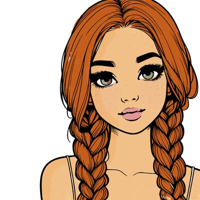 realistic girl with braids