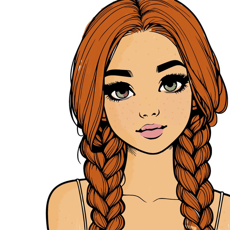 realistic girl with braids