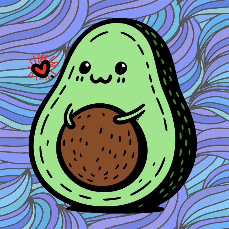 an avocado hugging an avocado