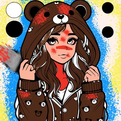 realistic girl in a animal pjs hoodie