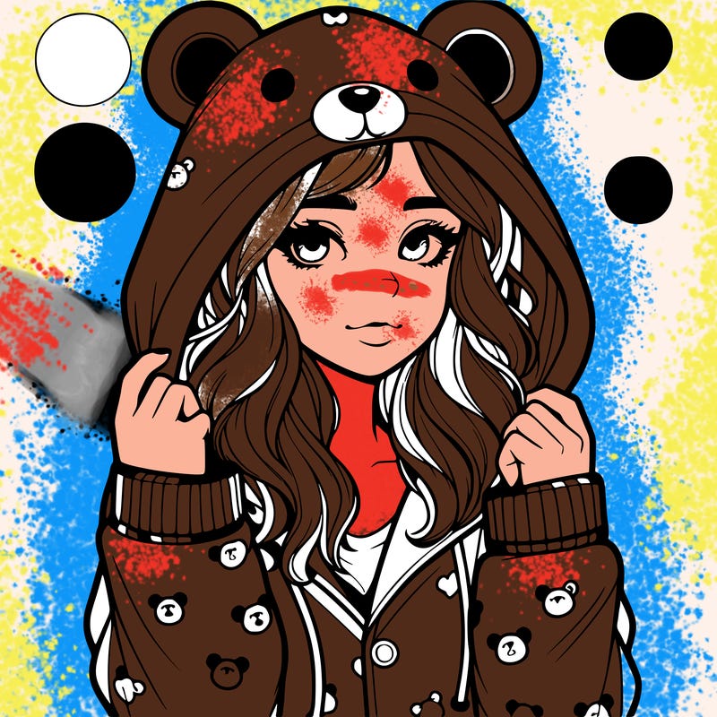 realistic girl in a animal pjs hoodie