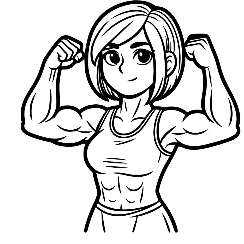 girl with muscle and short hair