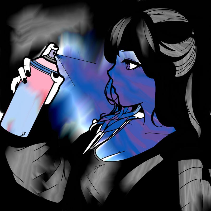 a realistic girl spray, painting