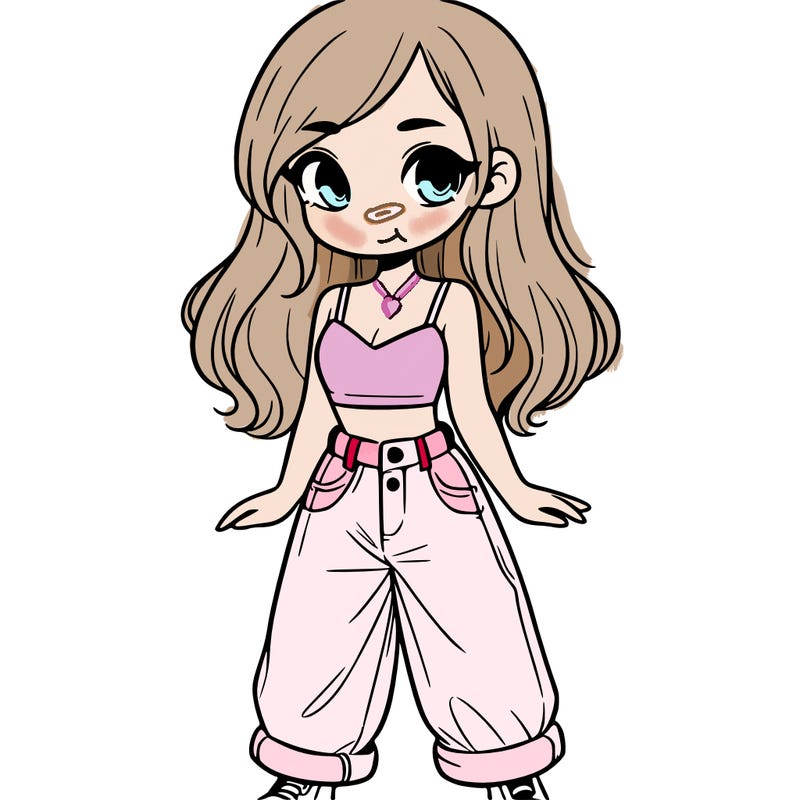 cute girl in a crop top ang baggy jeans