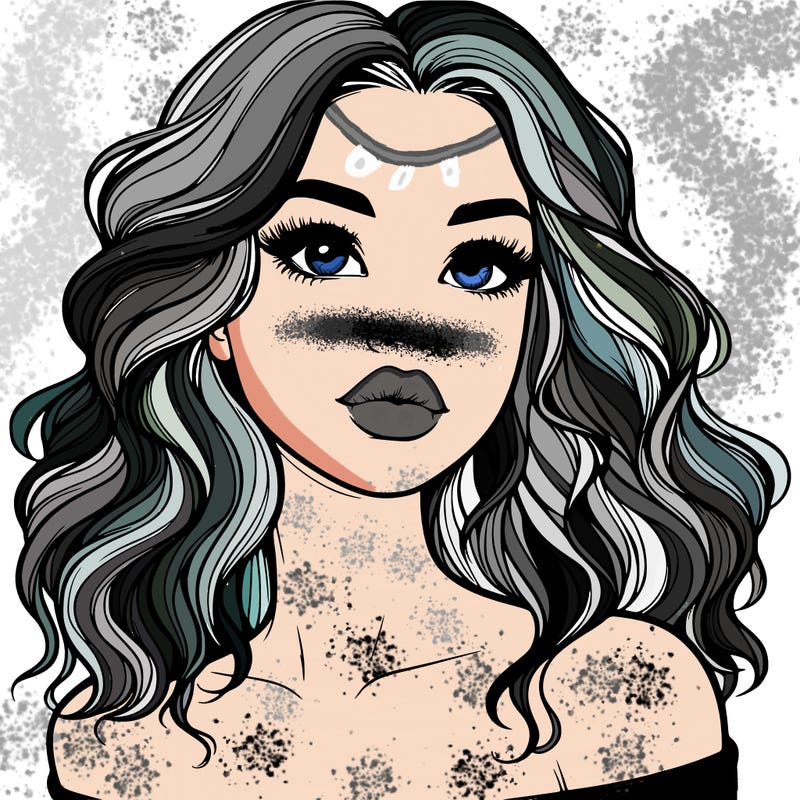 realistic girl with wavy hair and lips