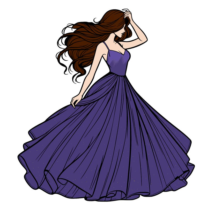 realistic woman with dress flowing in the wind