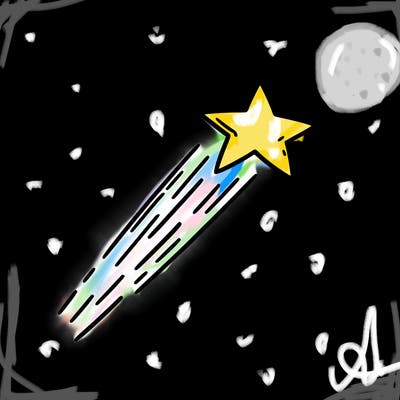 a shooting star in the sky