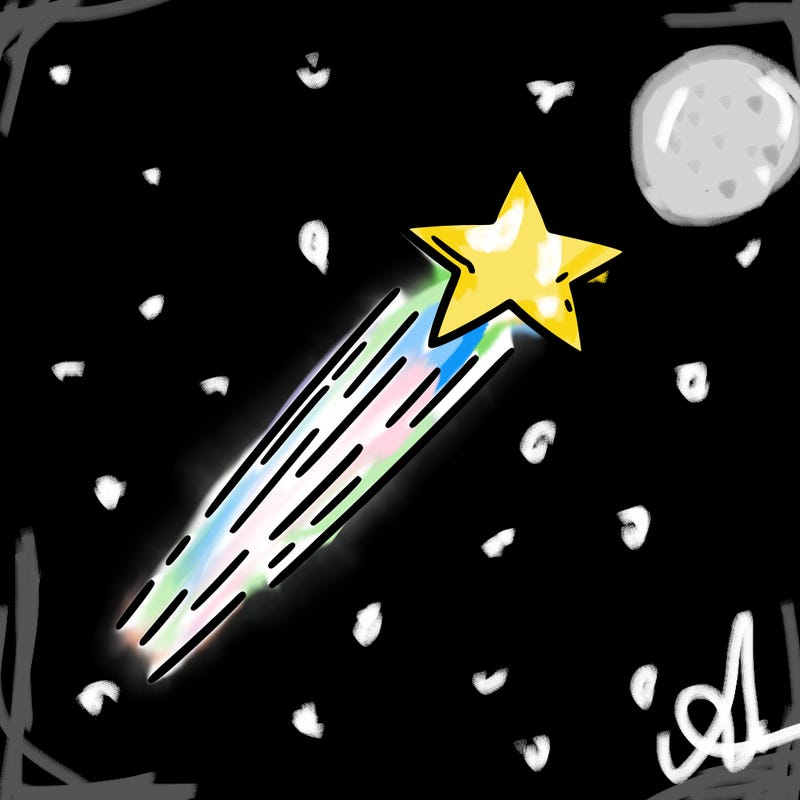 a shooting star in the sky
