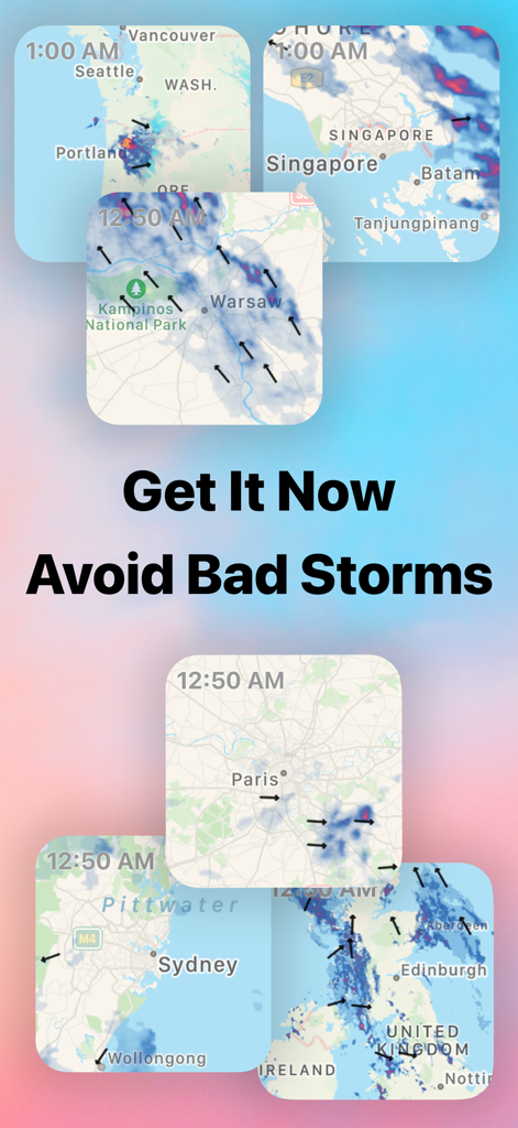 Widgets globales de radar meteorológico en vivo para rastrear tormentas en iPhone