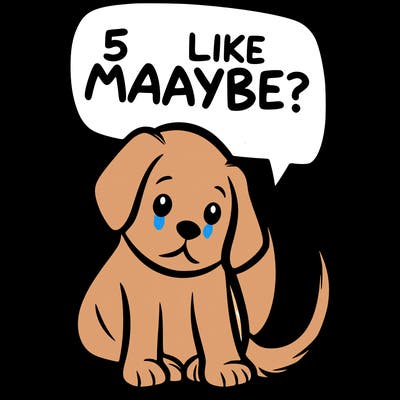 a puppy that says 5 like maybe