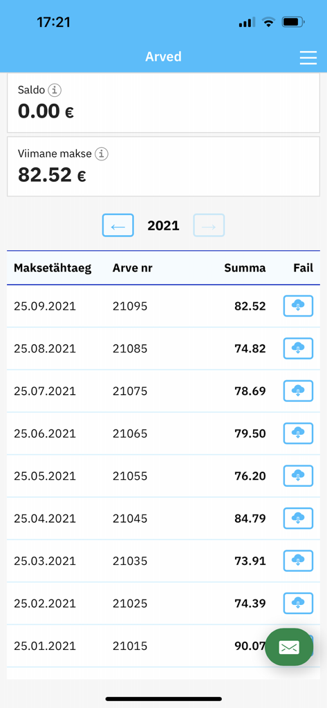 Korto - Digital property management app displaying a list of monthly invoices and payment status.