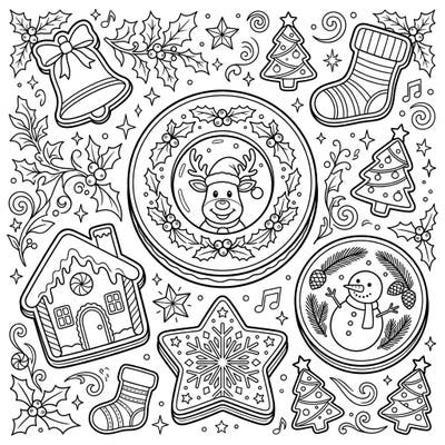 Get into the holiday spirit with this delightful coloring page featuring an assortment of festive Christmas sandwich cookies! From cheerful reindeer to cozy gingerbread houses, this page offers a sweet and intricate coloring experience for all ages.