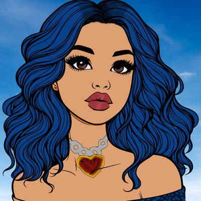 realistic girl with wavy hair and lips