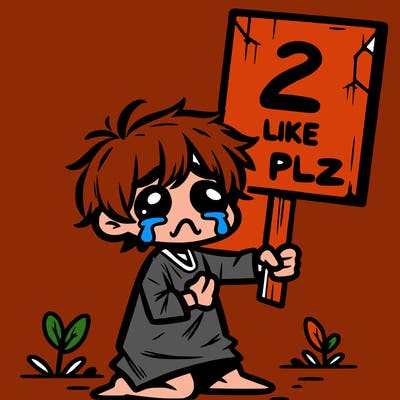 small poor toddler crying with sign that says 2 like plz