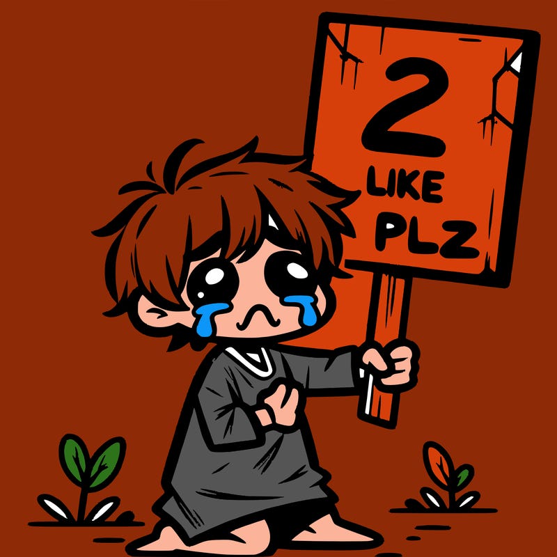 small poor toddler crying with sign that says 2 like plz