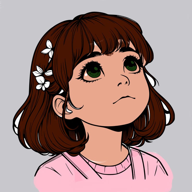 realistic girl looking up