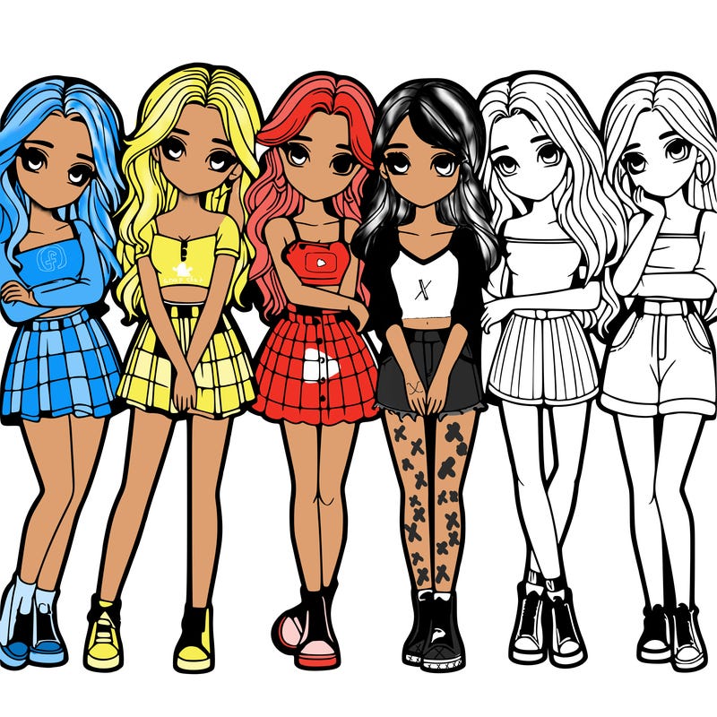 a group of girls realistic