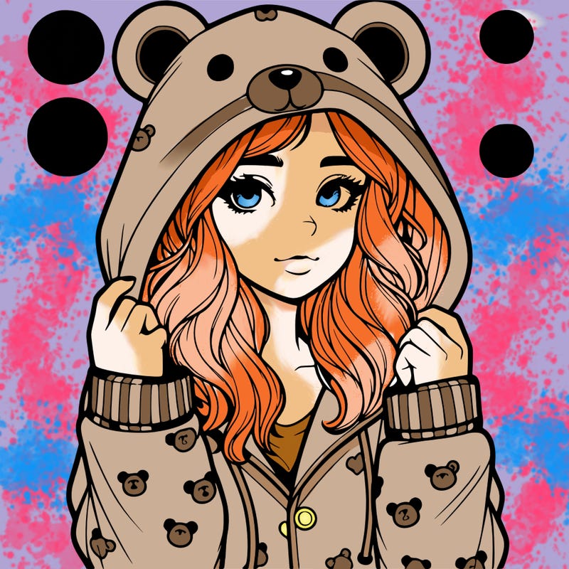 realistic girl in a animal pjs hoodie