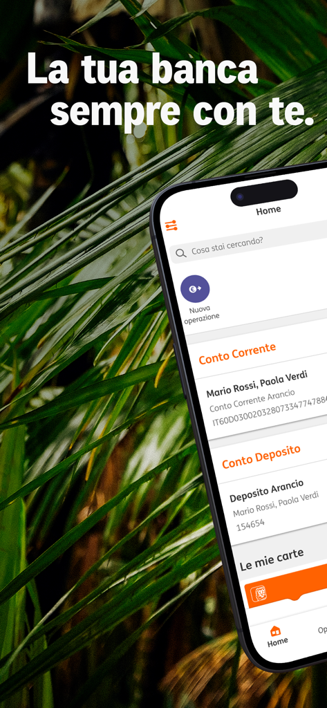 ING Italia - Banca Online - Schermata principale dell'app di mobile banking ING Italia che mostra le informazioni sull'account e la gestione delle carte