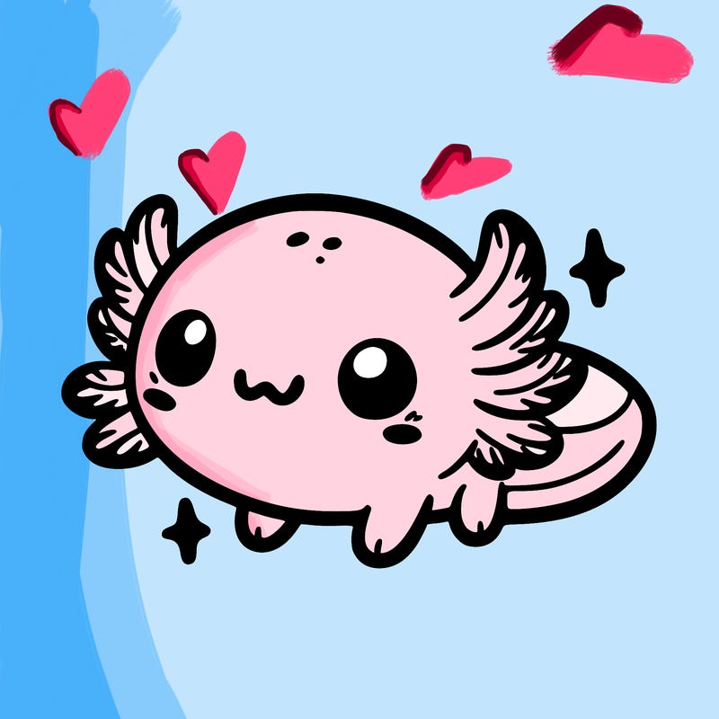cute easy baby axolotl