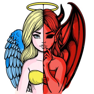realistic angel half demon