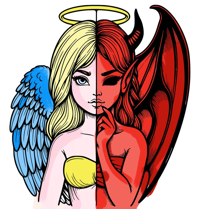 realistic angel half demon