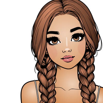 realistic girl with braids