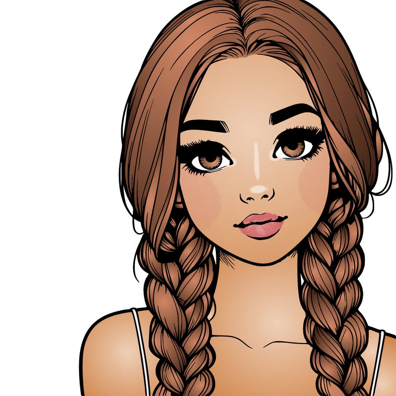 realistic girl with braids