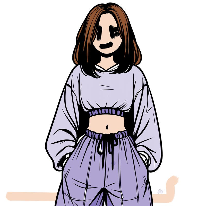 realistic girl faceless with baggy pants and a crop top