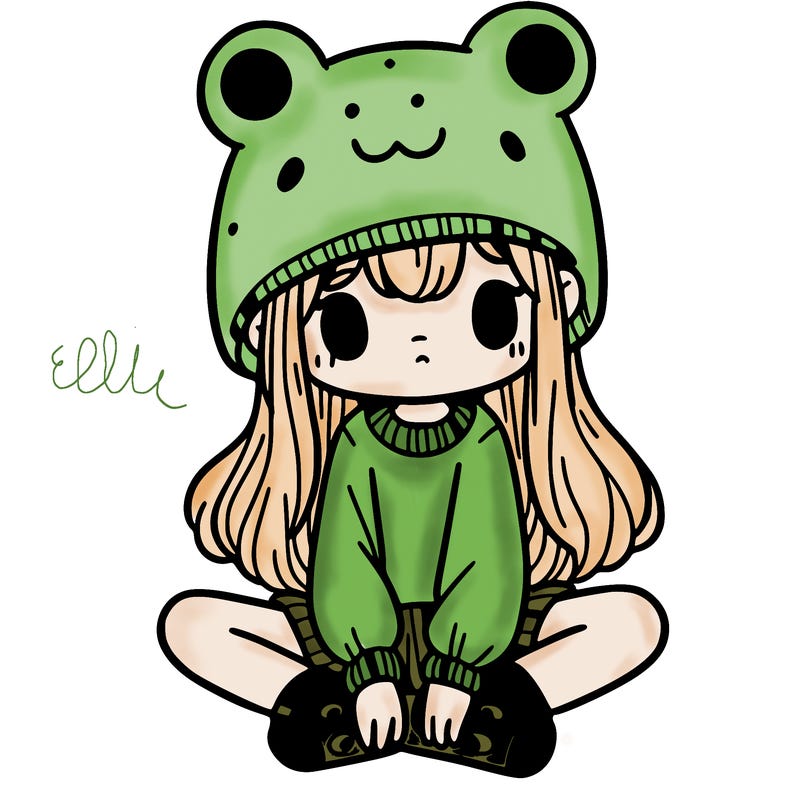 a girl wearing a frog hat and some frog socks