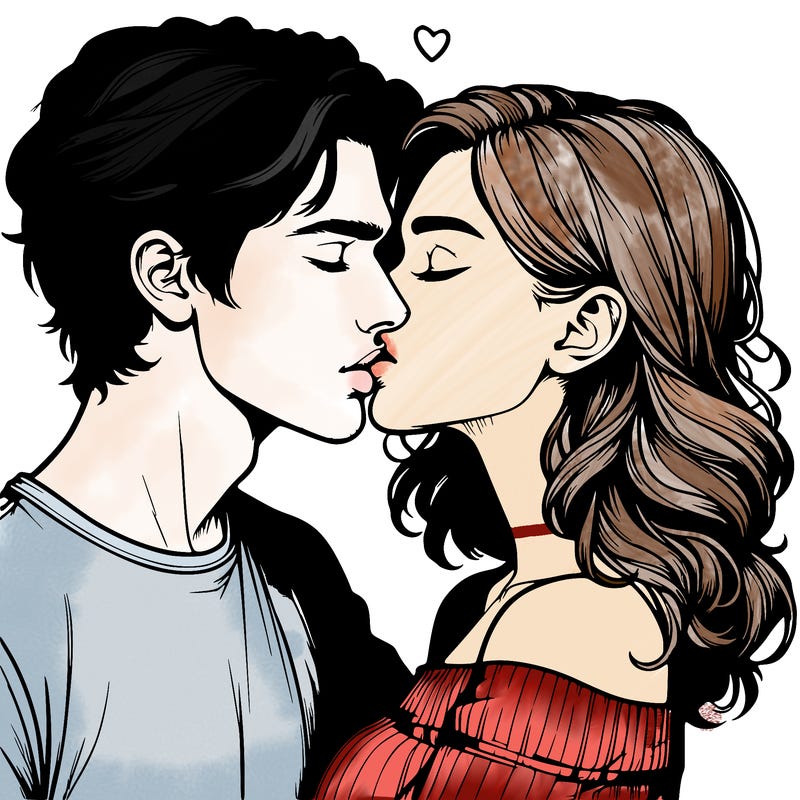 realistic couple kissing