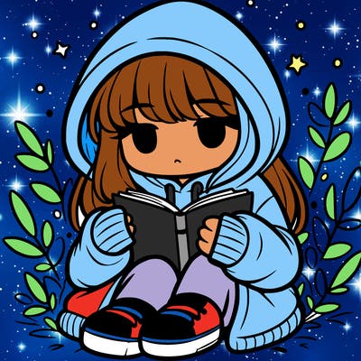 girl in oversized hoodie reading a book