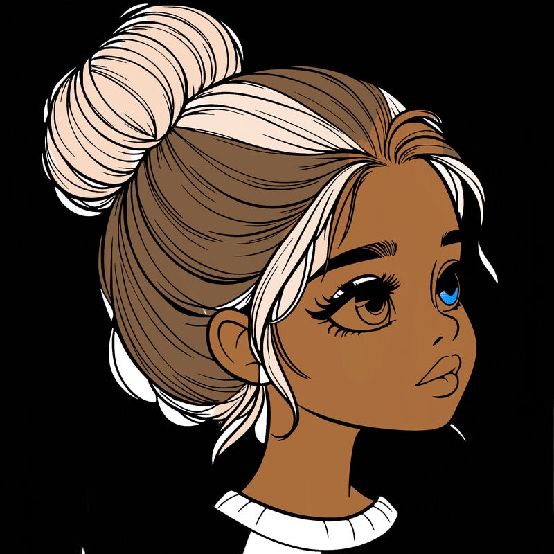 realistic girl with bun