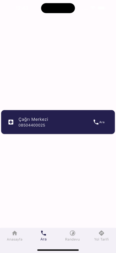 Call center contact screen in the Buhara Hospital mobile app